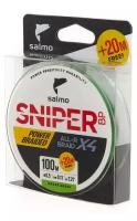 Плетеный шнур Salmo Sniper Bp All R Braid Х4 d=0.11 мм, 120 м, 7.27 кг, green, 1 шт