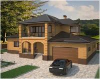 Готовый проект жилого дома STROY-RZN 15-0049 (287,47 м2, 14,78*14,64 м, газобетонный блок 400 мм, облицовочный кирпич)