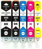 Комплект картриджей PGI-450/CLI-451 XL 5 цветов, для Canon PIXMA-MX924, MG5440, 5540, 5640, 6340, 6440, 6640, 7140, 7540, iX6840 совместимые Inkmaster