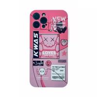 Чехол накладка Luxo Kaws Pink для iPhone 12 Pro Max, чехол с защитой камер силиконовый светящийся в темноте