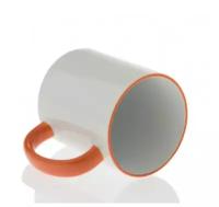 Кружка керамика белая, ободок и ручка оранжевая стандарт 330мл
