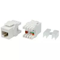 Вставка Hyperline KJ8-8P8C-C6-180-WH Keystone Jack RJ-45(8P8C), категория 6, тип 180 градусов, белая