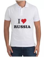 Рубашка- поло Путешествия. I love Russia