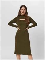 Платье Vero Moda Belina Cut Out Knit Dress, размер M/38, dark olive