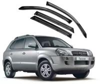 Дефлекторы дверей Hyundai Tucson I (2004-2009) Хундай Тиксон (Комплект 4 шт, черные)