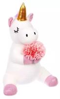 Мягкая игрушка Milo toys Единорожка с цветами, 30 см, белый