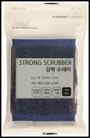 Корейская губка Strong Scrubber для мытья кастрюль, сковород и чистки овощей со стальной металлической нитью особо жёсткая, 1 шт