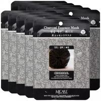 Маска для лица тканевая с древесным углем Mijin Essence Charcoal Essence Mask, 23 г - 10 шт