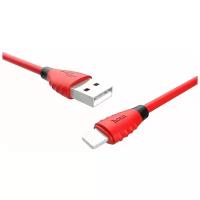 Кабель USB - Apple 8 pin HOCO X27 Excellent, 1.2м, круглый, 2.4A, силикон, цвет красный