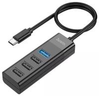 Переходник HOCO HB25 TYPE-C, USB 3.0/2.0 HUB на 4 порта, черный