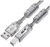 Кабель PROF USB 2.0 AM / BM с ферритовыми кольцами для подключения принтера (GCR-UPC10), прозрачный, 3.0м