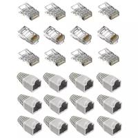 Комплект: коннектор разъем rj45 5e 8p8c c изолирующем колпачком rj45 по 12 шт