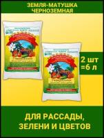 Земля Матушка универсальная для рассады, зелени, цветов грунт, Черноземный почвогрунт Гуми, почва набор 2 упаковки по 3л. ОЖЗ Кузнецова