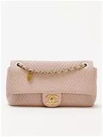 Ресейл сумка женская Chanel, Flap Single Flap Chevron, Розовый, Отличное