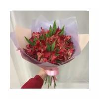 Букет живые цветы, 9 красных альстромерий,подарок с доставкой СПб