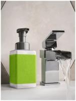 Дозатор для мыла-пенки, пенный дозатор для рук, диспенсер для мыла, EcoCaps, ЭкоКапс, объем 450 мл, цвет Зеленый