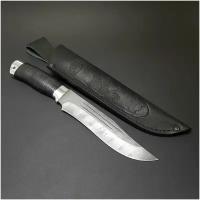Златоустовский нож ззосс Спасатель Н7, дамаск У10А-7ХНМ, рукоять натуральная кожа - дюраль