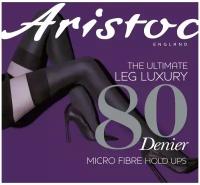 Плотные матовые чулки из микрофибры с широкой гладкой резинкой Aristoc Ultimate sheer luxury 80 ден, размер 3, цвет Черный