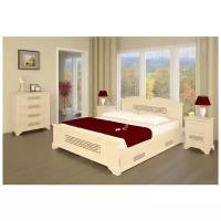 Спальня из дерева (кровать с ящиками (ШхД) 140х200, тумбочки, комод) Афина, цвет белый