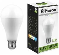 Лампа светодиодная Feron E27 20W 4000K Шар Матовая LB-98 25788