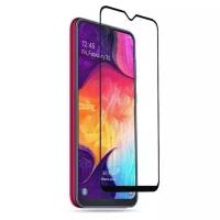 Защитное стекло для (Samsung Galaxy A20s) Олеофобное / Закаленное/ Противоударное / Полноэкранное, Full Glue (Черная Рамка)