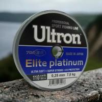 Монофильная леска для рыбалки ULTRON Elite Platinum 0,25 мм, 100 м, 7,0 кг, серебряная, 1 штука