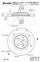 Диск тормозной передн HONDA: ACCORD VIII (CU) = 2.0 i/2.4 i= [08 - ], ACCORD VIII универсал = 2.0 i/2.4 i= [08 - ] Brembo 09B26910