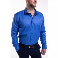 Приталенная мужская рубашка TWORS из ткани non iron лазурного цвета