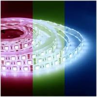 Яркая светодиодная RGB лента Apeyron 00-530 12В, обладает разноцветным цветом, 60 диодов на метр. IP20. 30 м. 10 мм