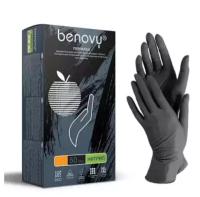 Перчатки нитриловые черные Benovy размер XS (100 шт/уп., 50 пар)