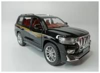 Коллекционная машинка игрушка металлическая Toyota Land Cruiser Prado для мальчиков масштабная модель 1:24 черно-золотой