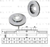 Тормозной диск, передний, вентилируемый BLITZ UVSMG BS0137 QWH9J 0N 1422986230 BLITZ