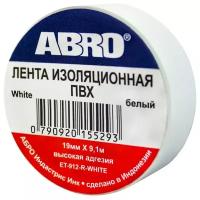 Изолента 19Ммх9,1М Толщина 0,12Мм Пвх Белая От -3°C До +80°C Abro ABRO арт. ET-912-R-WHITE