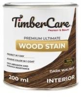 Тонирующее масло для дерева высокой прочности TimberCare Wood Stain, быстросохнущие масла для дерева и мебели, пропитка для дерева для внутренних работ, тонирующая морилка для мебели Темный орех Dark Walnut 0,2л