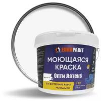 Краска EUROPAINT ОптиЛатекс моющаяся, водоэмульсионная, 7 кг, Белая