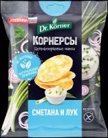 Чипсы Dr. Korner цельнозерновые кукурузно-рисовые корнерсы, лук-сметана, 50 г