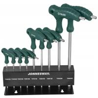 Набор ключей торцевых TORX® с рукояткой с центрированным штифтом Т10-Т50, 9 предметов Jonnesway