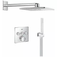 Душевая система встраиваемая GROHE Rainshower SmartActive Cube 34706 000 (34706000) с термостатом для душа (без излива), 2-х режимный верхний душ 310 мм, хром