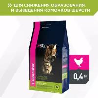 Корм для кошек Eukanuba Hairball Control для снижения образования комочков шерсти и их выведения, 0,4 кг