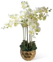 Искусственные цветы Орхидея Фаленопсис 7 веток в керамическом кашпо