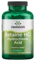 Swanson Betaine HCl Hydrochloric Acid with VegPeptase (Бетаин HCl соляная кислота) 250 вег капсул (Swanson)