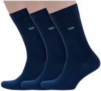 Комплект из 3 пар мужских бамбуковых носков Grinston socks (PINGONS) темно-синие