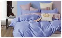 2 спальный комплект постельного белья сатин двусторонний голубой