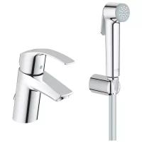 Смеситель для раковины GROHE Eurosmart с цепочкой и гигиеническим душем, хром (23124002)