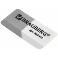 Ластик BRAUBERG ASSISTANT 41х14х8 мм, серо-белый, прямоугольный, скошенный, 222461