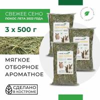 Сено луговое для грызунов HOME AGRO, отборное, не прессованное 3 шт. по 500 г