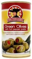 Оливки зеленые с острой начинкой с перцем. Пастеризованные, 350 г