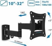 Кронштейн для телевизора на стену / крепление наклонно-поворотное Tuarex ALTA-104 / до 32 дюймов / vesa 100x100