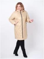 Пальто женское осеннее-52-беж-КАРМЕЛЬСТИЛЬ весеннее демисезонное стеганное пальто верхняя одежда больших размеров