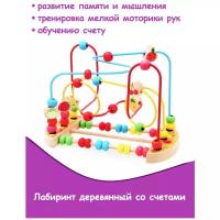 Лабиринт деревянный со счетами Фрукты